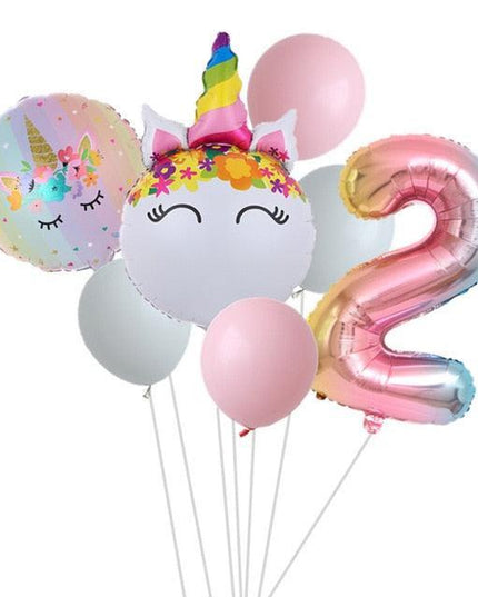 Enchanted Unicorn Number Balloon Set for Joyful 1-4 Year Celebrations