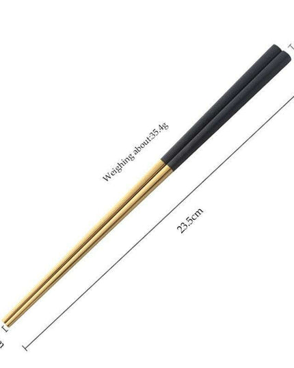 Elegant Black and Gold Stainless Steel Chopsticks Set - Sustainable Dining Must-Have