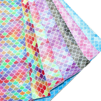 Enchanting Mermaid Scale Laser Etched Faux Leather Crafting Sheet for Creative Projects