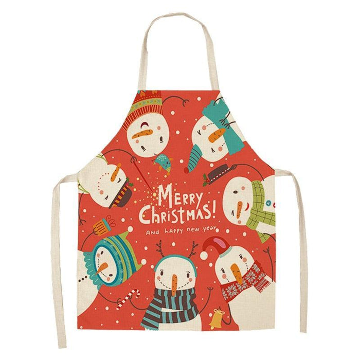 Festive Linen Christmas Apron - Holiday Kitchen Accessory