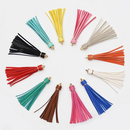 Vibrant 5-Piece Faux Leather Tassel Fringe Set for Creative Jewelry and Craft Projects