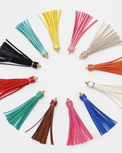 Vibrant 5-Piece Faux Leather Tassel Fringe Set for Creative Jewelry and Craft Projects