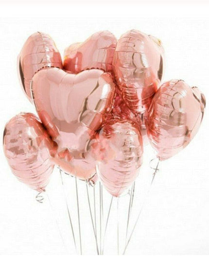 Rose Gold Heart-Shaped Foil Balloon Collection - Ideal for Every Celebration