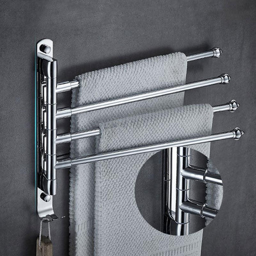 Stainless Steel Bathroom Towel Bar with Swivel Function and Integrated Hook
