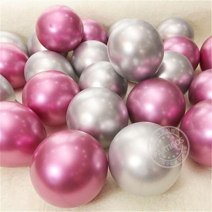 New Set of 50 Chrome Metallic Latex Balloons in Various Colors for Birthday Party Decor