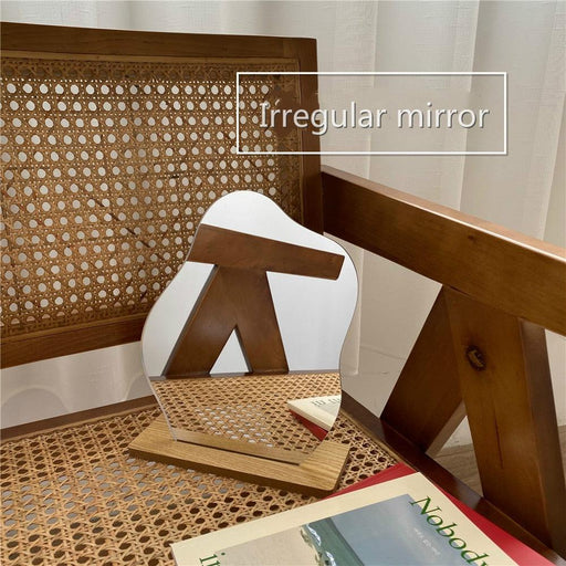Elegant Wood Base Makeup Mirror for Stylish Home Decor and Beauty Glam