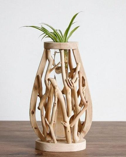 Artisan Crafted Wooden Vase with Unique Design