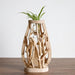 Handcrafted Wooden Vase with Elegant Floral Embellishments