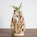 Rustic Wooden Vase adorned with Delicate Floral Details