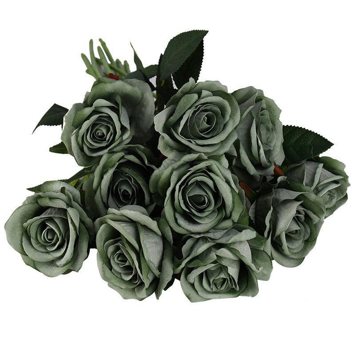Luxurious 10-Piece Flannel Silk Rose Collection - Exquisite Floral Arrangement