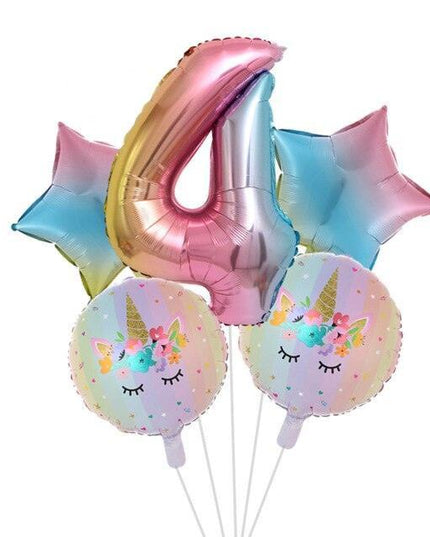 Enchanted Unicorn Number Balloon Set for Joyful 1-4 Year Celebrations