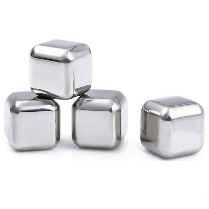 Golden Dice-Shaped Stainless Steel Chilling Stones for Whiskey & More