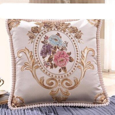 Elegant Handmade Beaded Jacquard Pillow Cover - Stylish Home Decor Accent 48x48cm