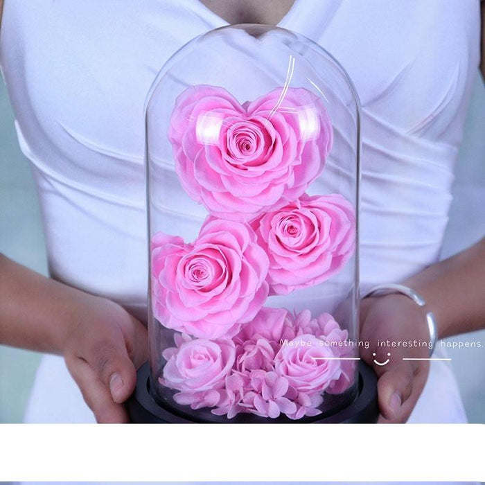 Eternal Rose Preserved in Glass Dome - Premium Quality Little Prince Flower Bouquet for Home Décor or Special Gift