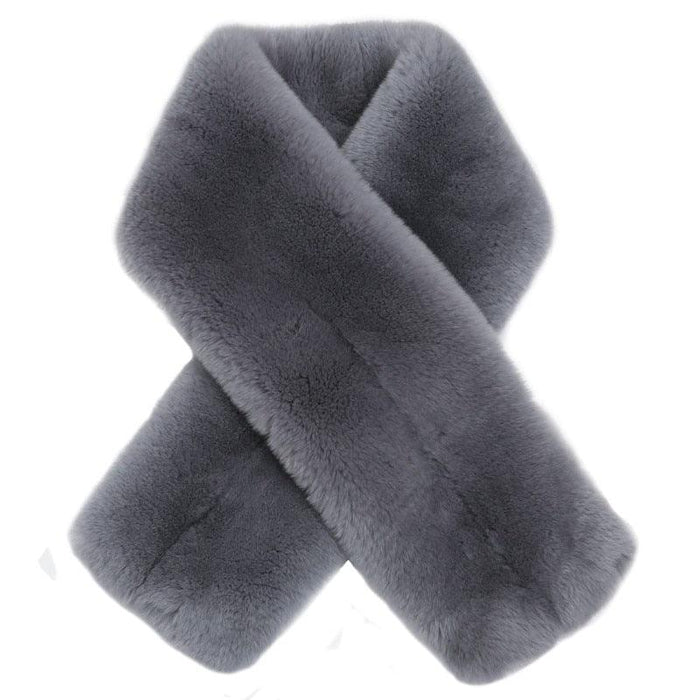 Luxurious Rex Rabbit Fur Scarf: Korean Style Winter Warmth | Genuine Leather | Double-Sided