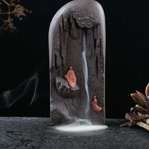 Buddha Mountain Shape Waterfall Backflow Incense Burner Censer Holder - Ceramic Home Decoration - Très Elite