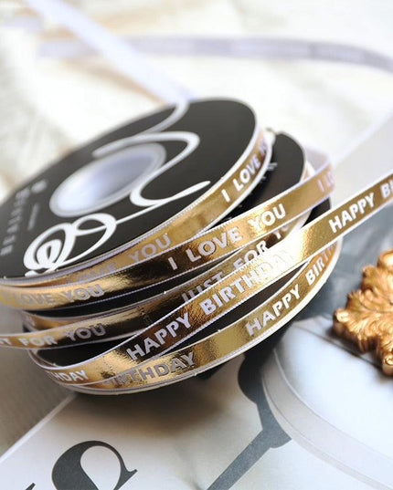 Luxurious Gold Bar Design Ribbon - 1cm Wide, 45 Yards for Exquisite Crafting and Gift Wrapping