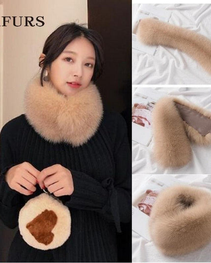 Luxurious Faux Fox Fur Collar Scarf with Magnetic Closure - Stylish Winter Accessory for Women