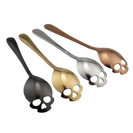 Gothic Elegance: Skull Motif Stainless Steel Spoon Set