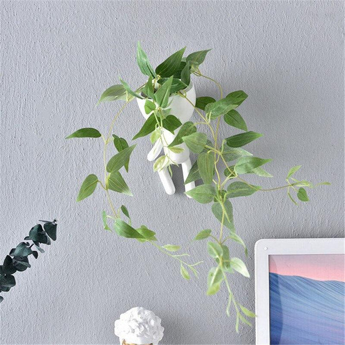 Chic White Resin Hanging Planters with Nordic Artistic Touch
