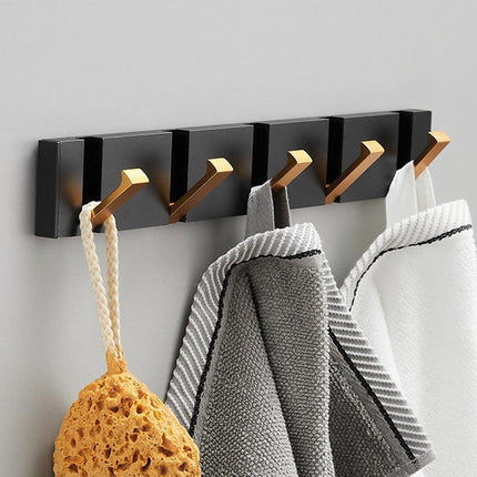 Modern Black Gold Compact Folding Towel Rack