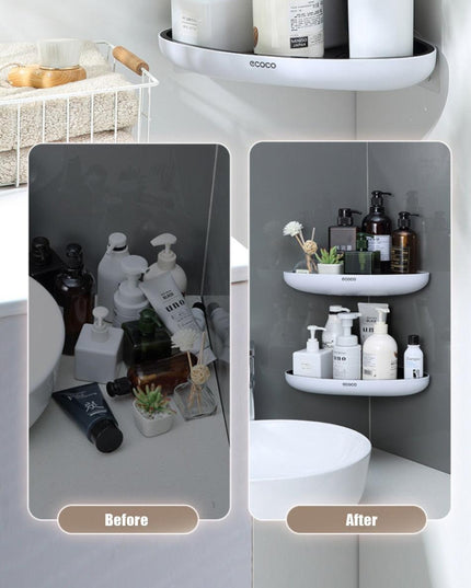Smart Triangular Bathroom Organizer with Drainage System