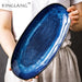 Japanese Kiln Glazed Blue Long Plate - Perfect for Steamed Fish & Sushi