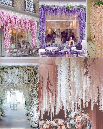 45-Inch Elegant Silk Wisteria Flower Set - Pack of 12 for Exquisite Home and Event Decoration