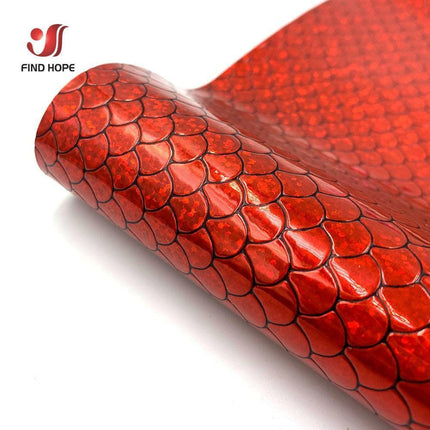Enchanted Holographic Mermaid Scale PU Faux Leather for Creative DIY Crafts