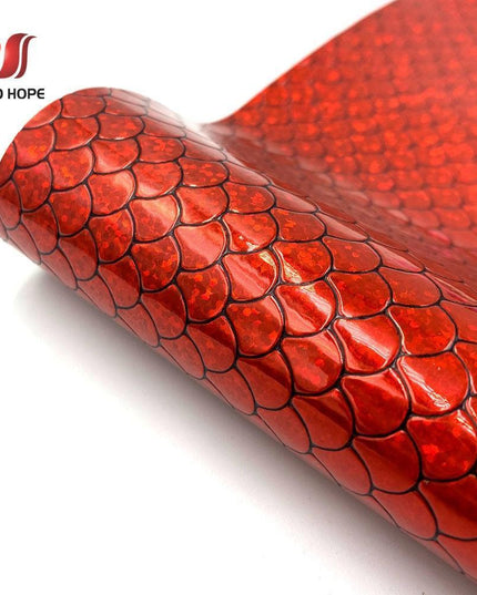 Enchanted Holographic Mermaid Scale PU Faux Leather for Creative DIY Crafts