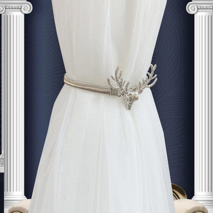 Sophisticated Elk-Inspired Metal Curtain Tieback with Leaf Accent - Luxurious Home Decor