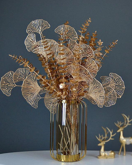 Gilded Maple Leaf Branch - Elegant Home & Office Decor Statement Piece