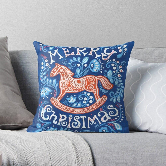 Whimsical Folk Art Linen Animal Pillow Cover