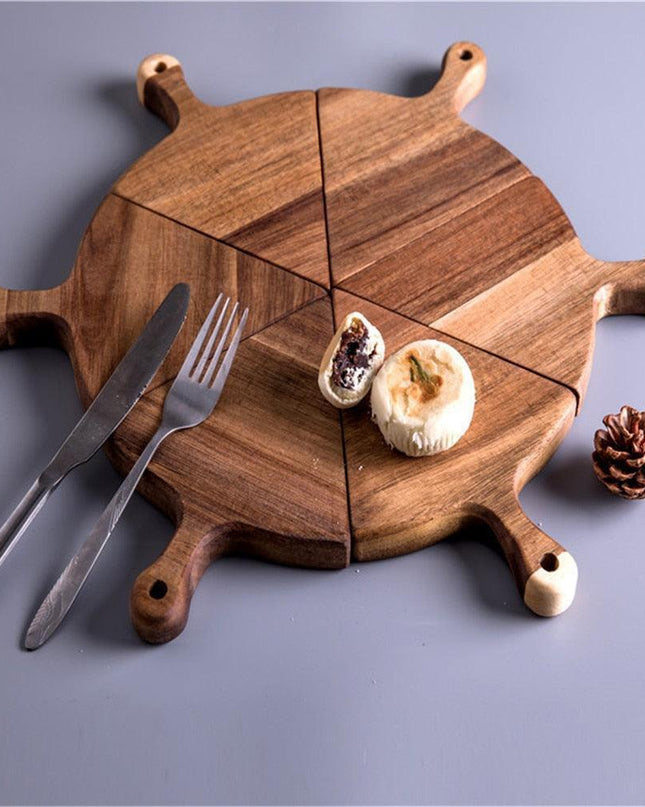 Elegant Rustic Wooden Serving Tray Collection - 6-Piece Set for Stylish Dining