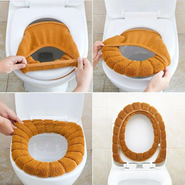 Cozy Plush Toilet Seat Cover Set with 4 Colorful Mats - Warm and Stylish Bathroom Upgrade