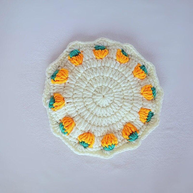 Adorable Strawberry Knit Coaster Set - Whimsical Table Protector and Home Decor Essential