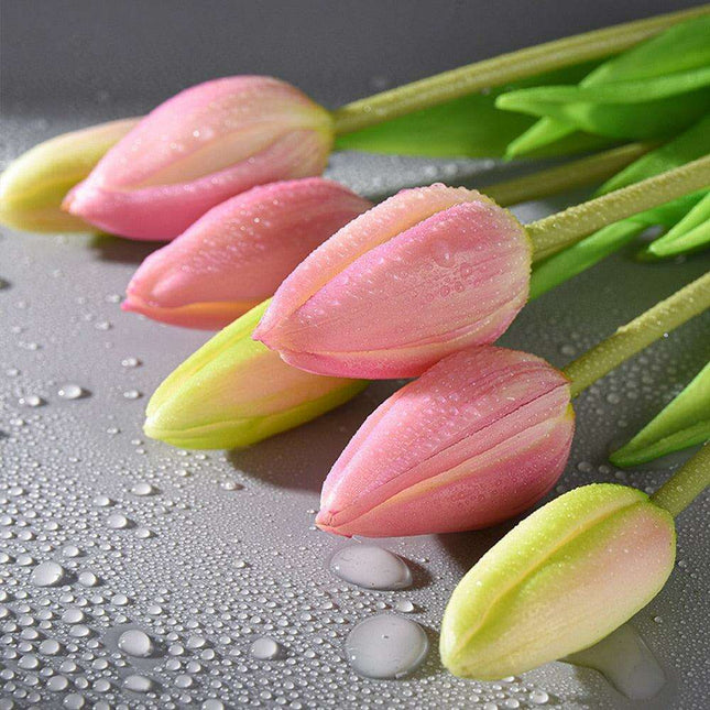 Timeless Tulip Charm Set: Luxe Artificial Tulip Blooms for Elegant Home Styling