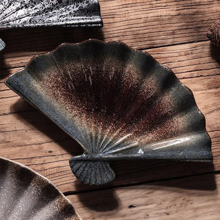 Cultural Harmony: Exquisite Japanese-Korean Fan Plate Set for Elegant Dining