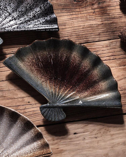 Cultural Harmony: Exquisite Japanese-Korean Fan Plate Set for Elegant Dining