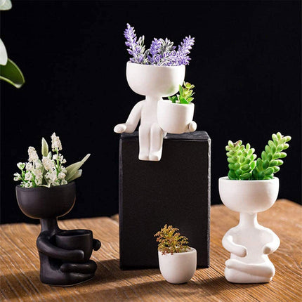 Whimsical Humanoid Ceramic Planter: A Stylish Accent for Contemporary Spaces