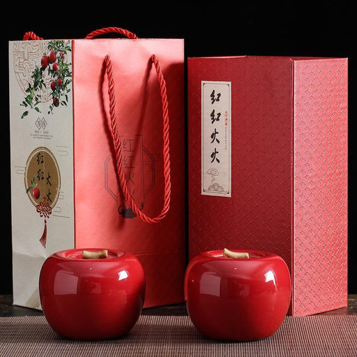 Red Apple Ceramic Kitchen Canisters