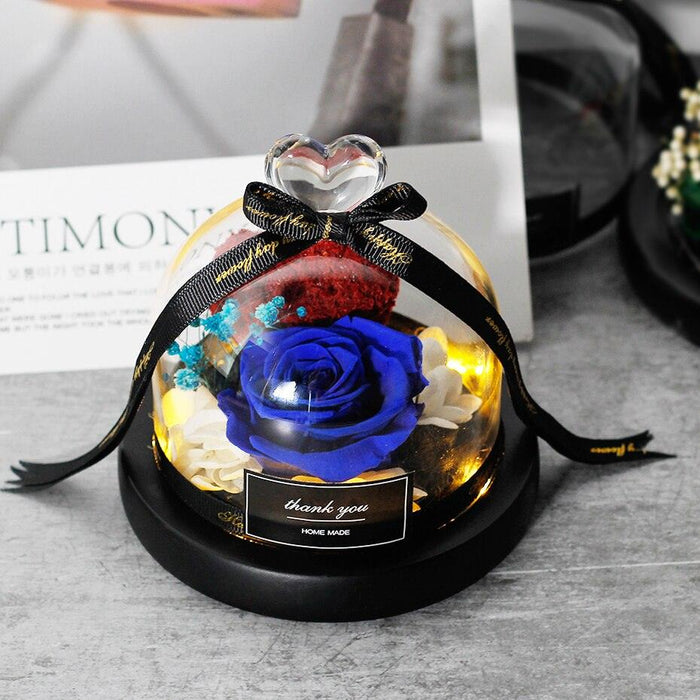 Luxurious Glass Rose Dome Lamp - Elegant Gift for Valentine's Day