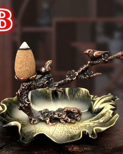 Lotus Blossom Serenity Incense Set with Elegant Plum Branch Design and Relaxation Essentials