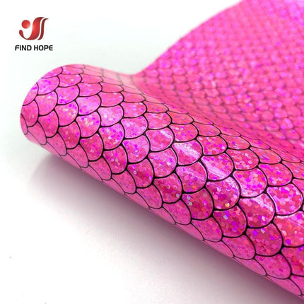 Enchanted Holographic Mermaid Scale PU Faux Leather for Creative DIY Crafts