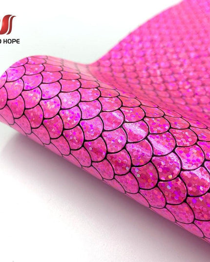 Enchanted Holographic Mermaid Scale PU Faux Leather for Creative DIY Crafts