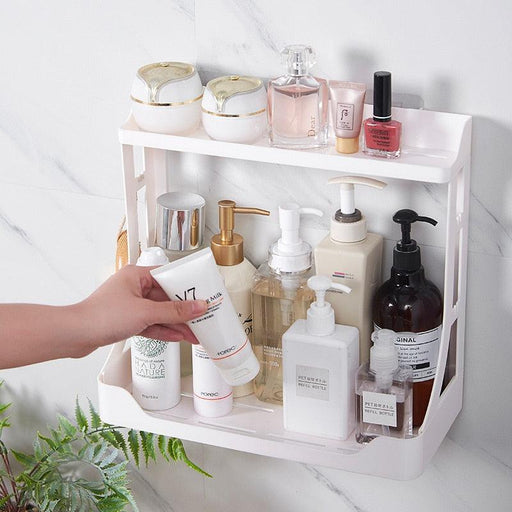 No-Drill Double-layer Bathroom Organizer for Efficient Space Saving