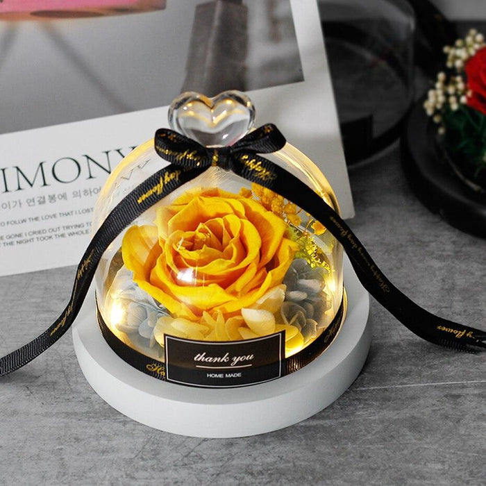 Captivating Glass Rose Lamp in Elegant Dome - A Cherished Emblem of Love