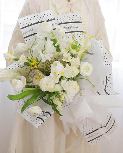 Chic English Letter Waterproof Floral Wrap Paper Set - Premium Bouquet Presentation