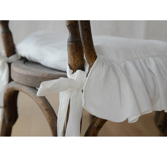Charming Frilled Cotton Chair Cushion Cover for Elegant Dining Spaces