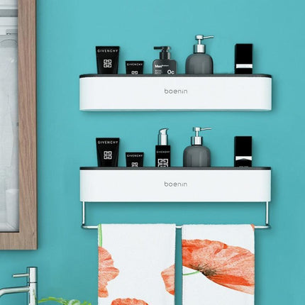 Sleek Space-Saving Wall Storage Rack for Bathroom Essentials